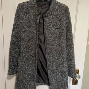 Women’s Charcoal Tweed Trench Coat, Size Small